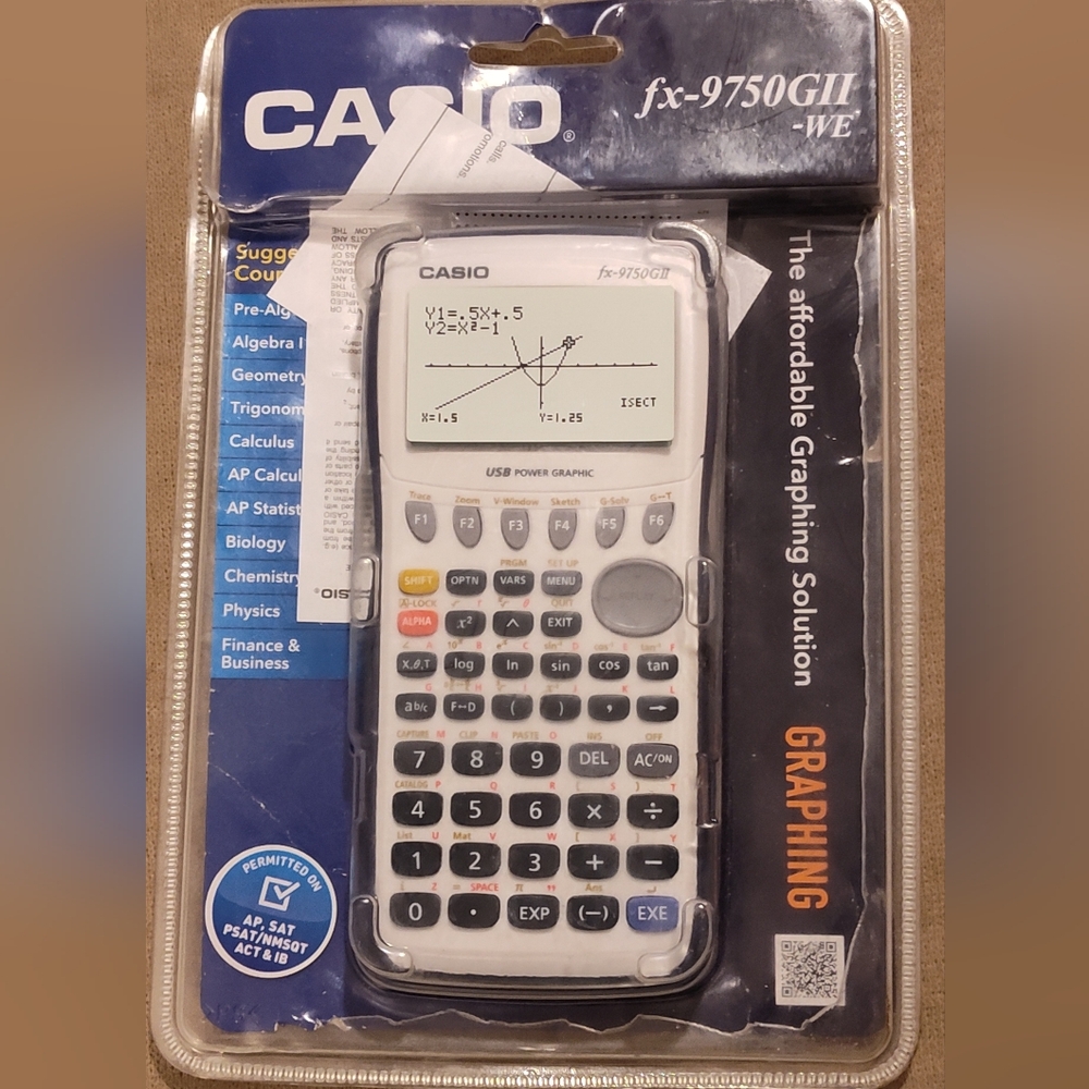 Casio Graphing Calculator with White and Black Design